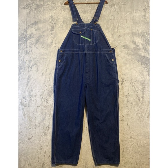 Key‎ Imperial Bib Overalls Men Sz 48x30 Blue Denim Farmer Carpenter Workwear - Picture 1 of 11